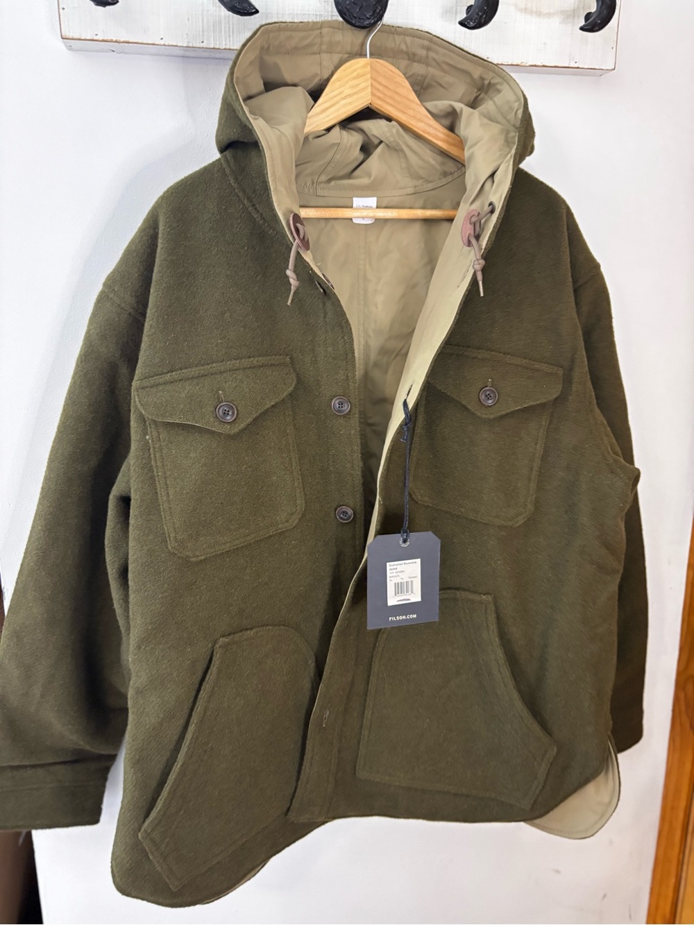 Filson Snohomish Reversible McKinley Green New Wool Military-Style Field Jacket - Picture 8 of 13